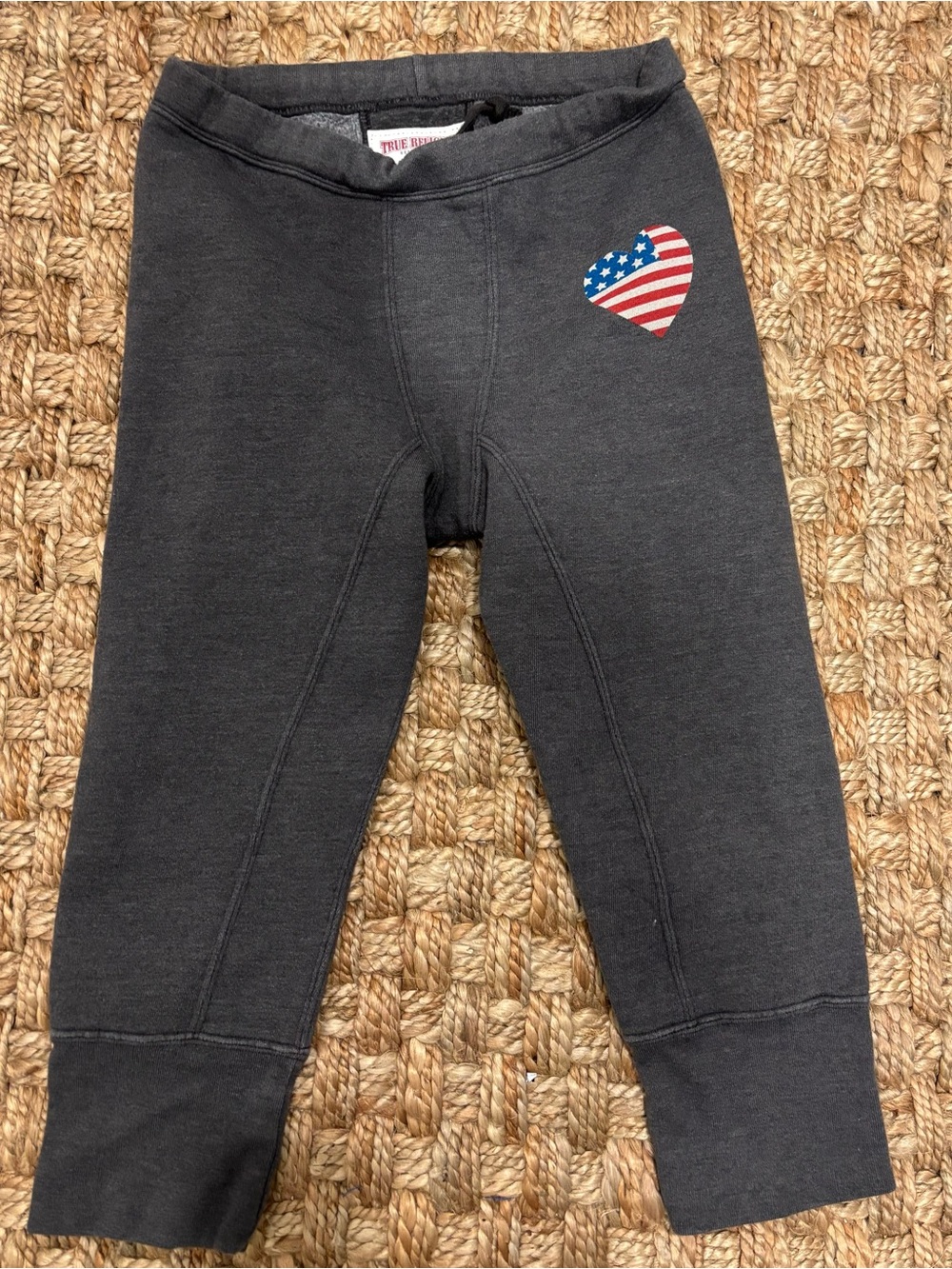 True Religion Kids Charcoal Leggings with American Flag Heart
